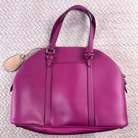 Coach F25671 Peyton Cora Dome Satchel Magenta Saffiano Leather Top Handle Bag - Picture 2 of 16